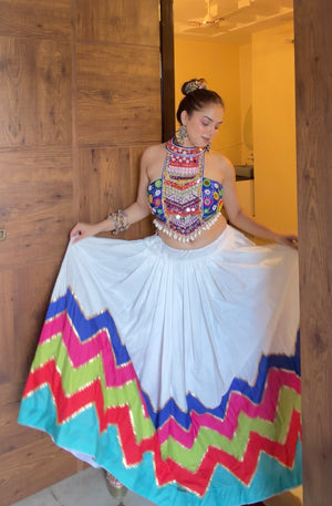 Dholida Blue Halter Neck  Garba Set