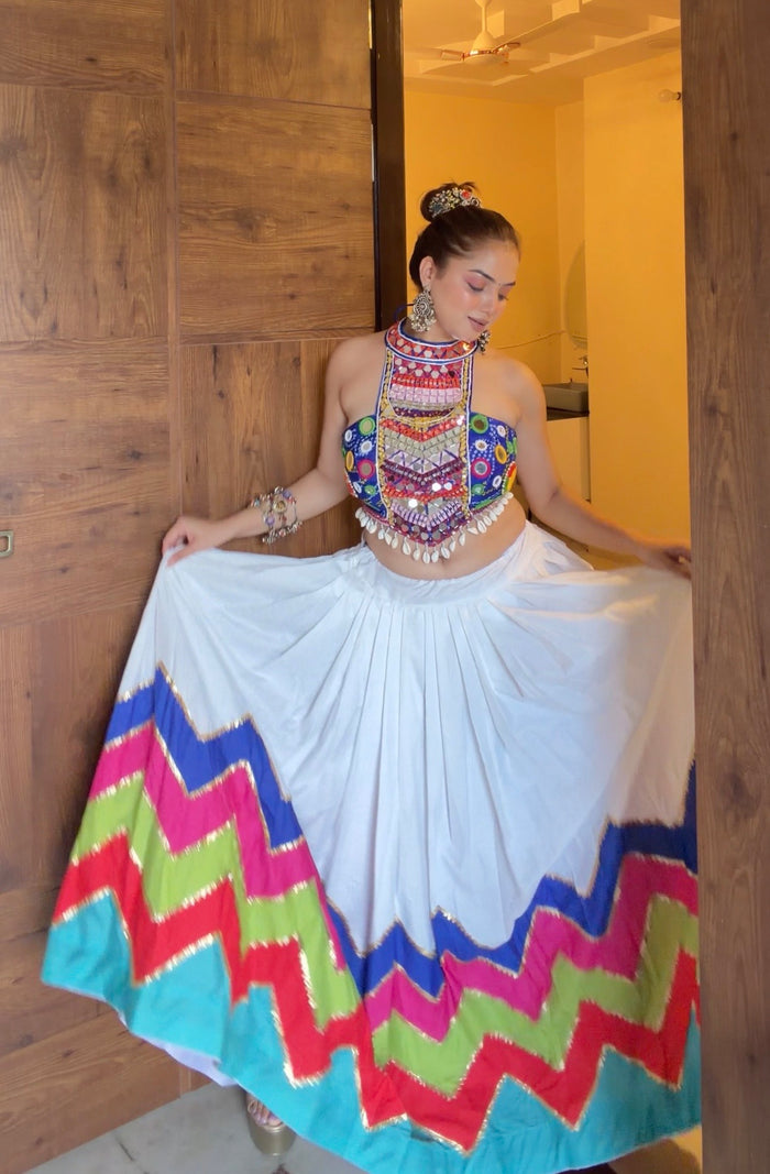 Dholida Blue Halter Neck  Garba Set