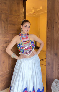 Dholida Blue Halter Neck  Garba Set
