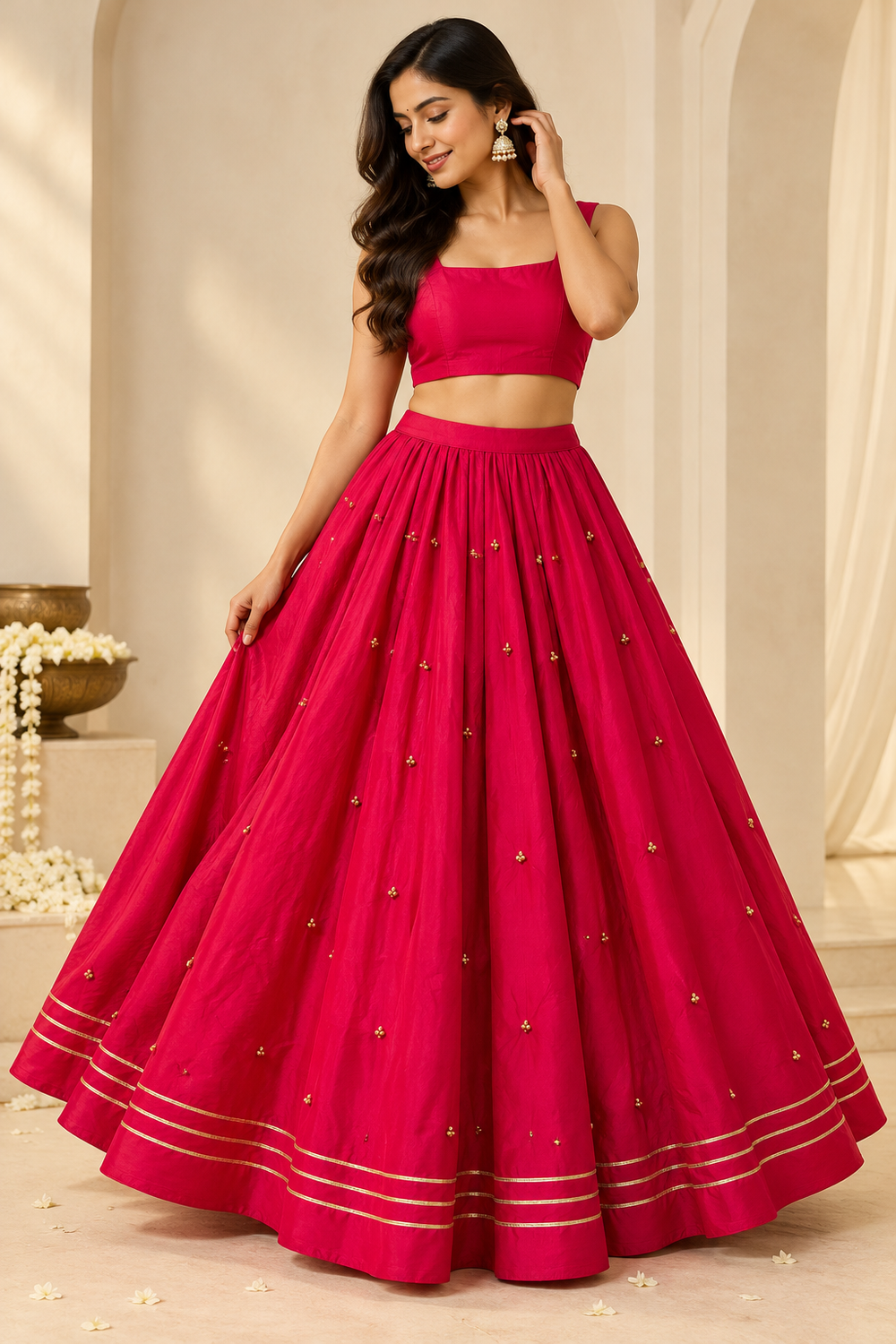 Navratri Ghungroo Skirt -Pink