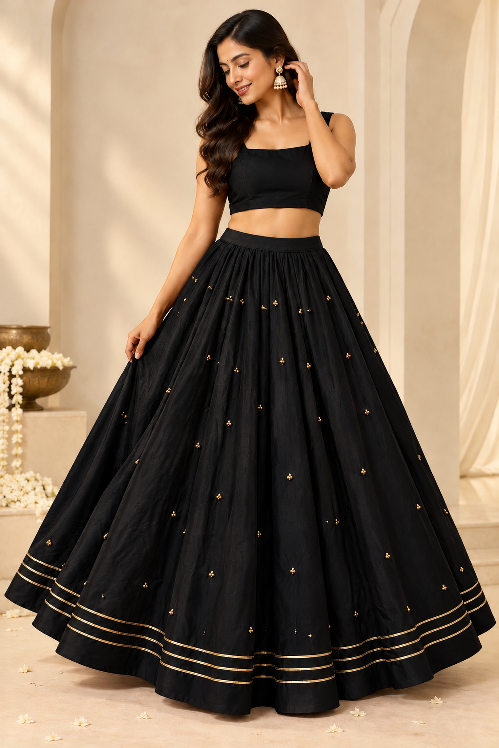 Navratri Ghungroo Skirt-Black