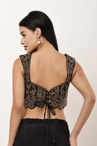 Alia Bhatt Inspired Black Blouse with copper Handwork