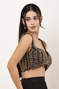 Alia Bhatt Inspired Black Blouse with copper Handwork