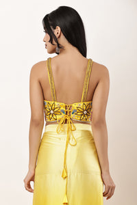 Floral Halter Neck Yellow Blouse