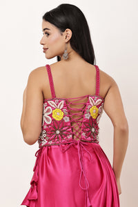 Floral Halter Neck Pink Blouse