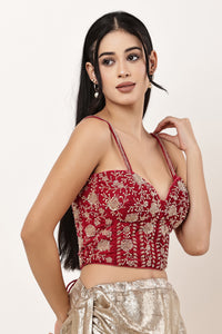 Velvet Handwork Embellished Corset Blouse