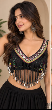 Black Tassle Navratri Blouse