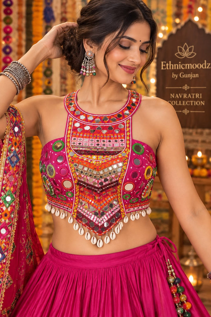 Dholida Pink Halter Neck Blouse